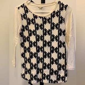 JCrew Off White Top with Black stitching
